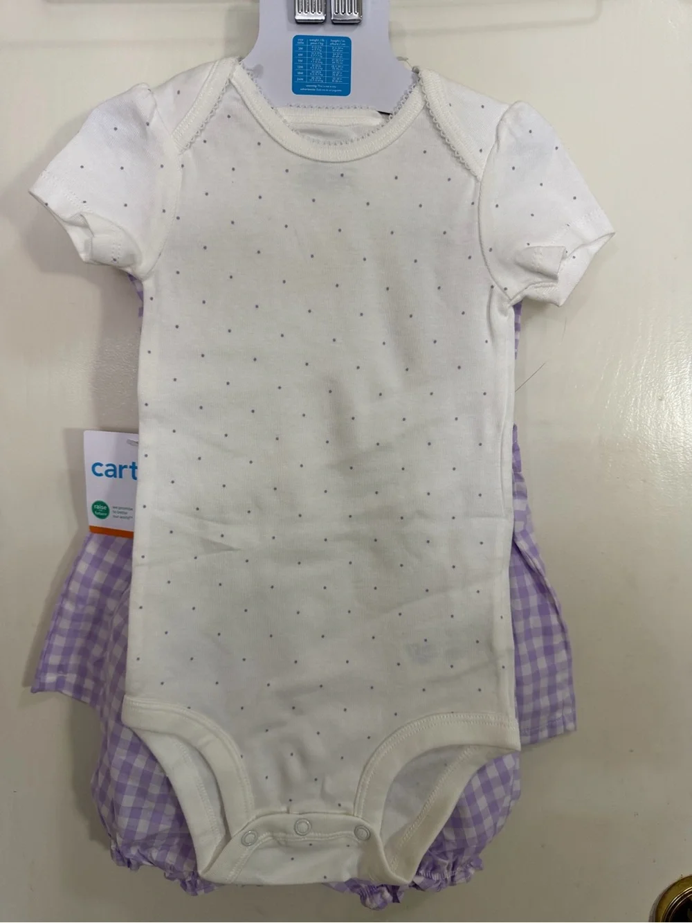 Carter's Lavender Gingham Baby Girls Dress 3 piece Set - 12M (171)